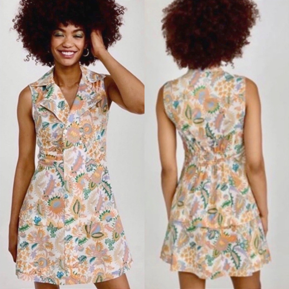 Derek Lam 10 Crosby Womens Satina Shirt Dress 4 Paisley Tiered Cotton Mini